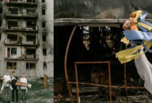 Photo of Школьный альбом войны. В Чернигове выпускники сделали фотосессию на фоне разрушенных зданий. ФОТОРЕПОРТАЖ